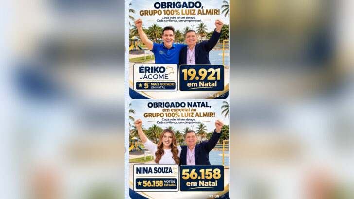 Mensagens de agradecimento de Eriko Jácome e Nina Souza ao grupo de Luiz Almir