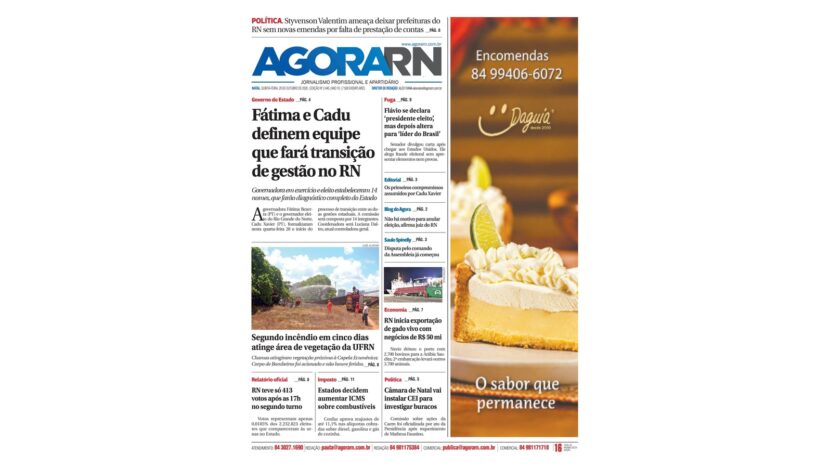 Capa da edição 2.445 do Agora RN de 29 de outubro de 2026