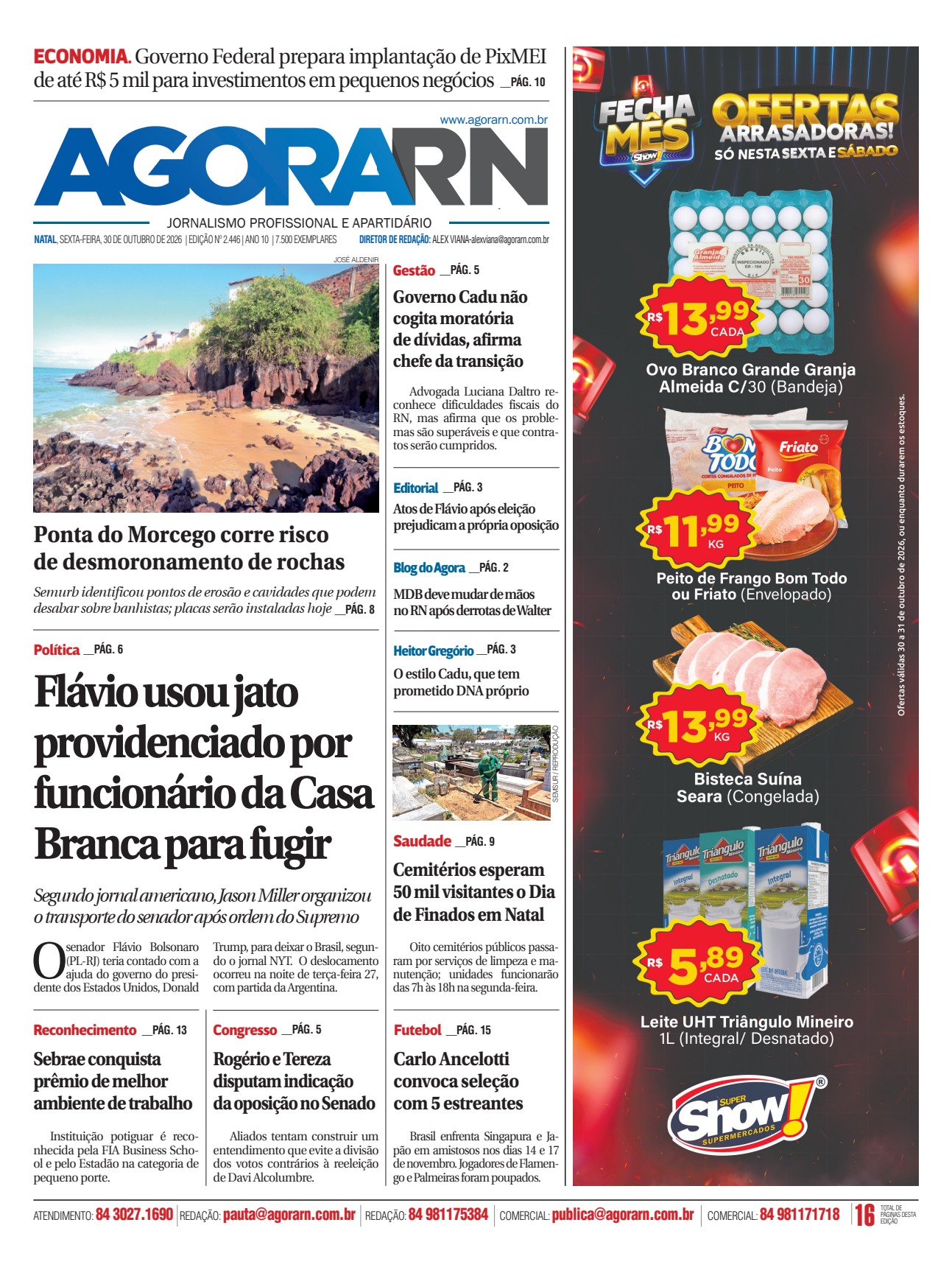Capa da edição 2.446 do Agora RN de 30 de outubro de 2026