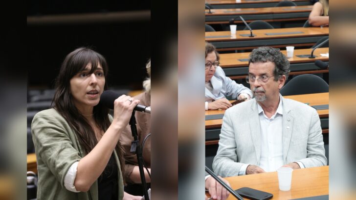 Natália Bonavides e Fernando Mineiro em fotografias na Câmara dos Deputados