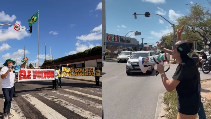 Coronel Hélio e Camila Araújo fazem buzinaço contra visita de Lula a Natal