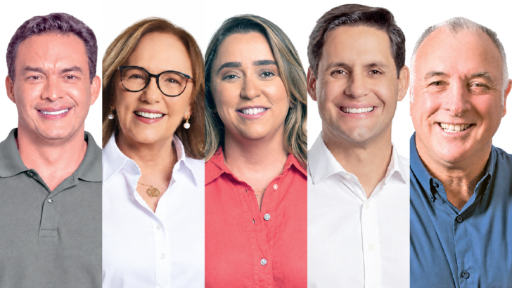 Styvenson, Zenaide, Samanda, Rafael Motta e Coronel Hélio, candidatos ao Senado pelo RN