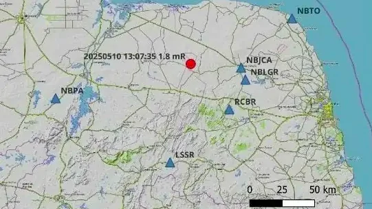 Abalo s&iacute;smico em Lajes foi identificado por esta&ccedil;&otilde;es da Rede Sismogr&aacute;fica operadas pelo LabSis/UFRN - Foto: Reprodu&ccedil;&atilde;o/LabSis UFRN