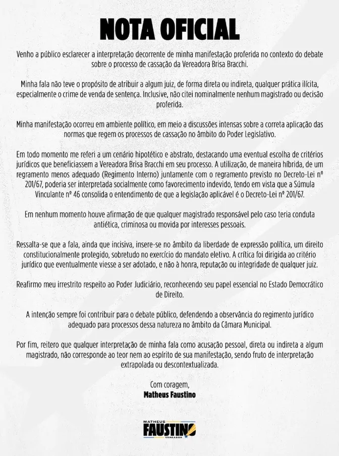 Faustino diz que fala sobre “venda de sentença” foi interpretada fora do contexto e nega ter acusado magistrados | notícias do rio grande do norte WhatsApp Image 2025 11 19 at 15.59.17